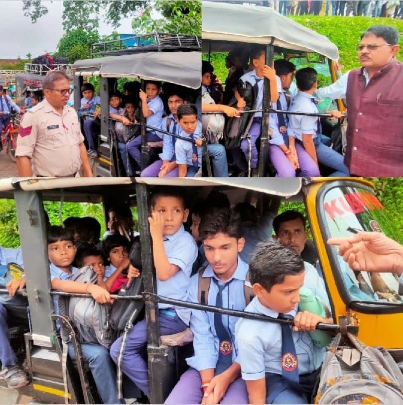 स्वामी आत्मानंद स्कूल में बच्चों को आने-जाने वाहन की व्यवस्था नही होने से, ऑटो-संचालक कर रहे है, बच्चों के जान के साथ खिलवाड़